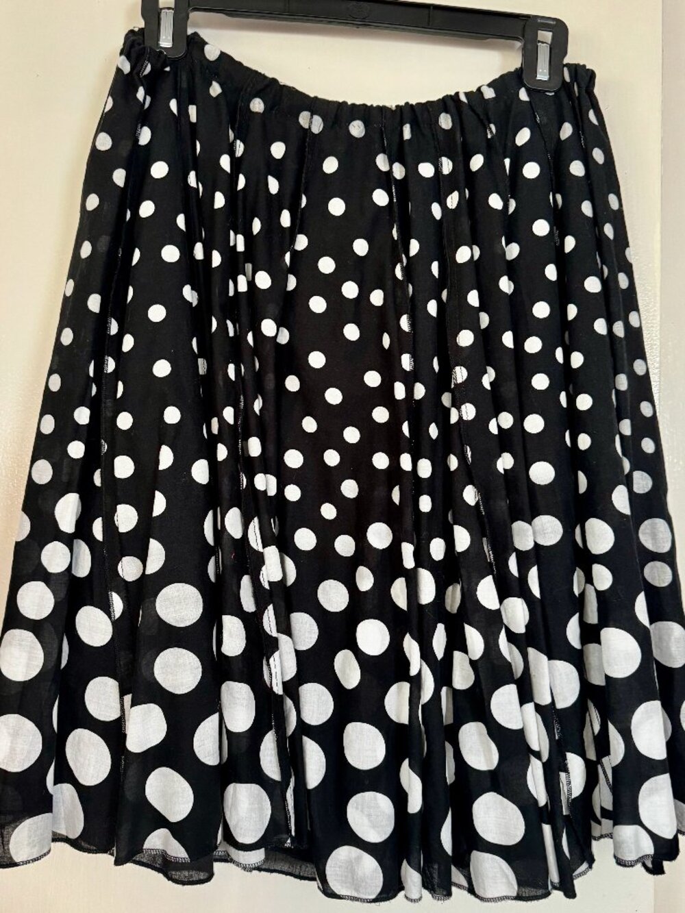 Unbranded Black Cotton Mini Skater Skirt Polka Dots US Medium